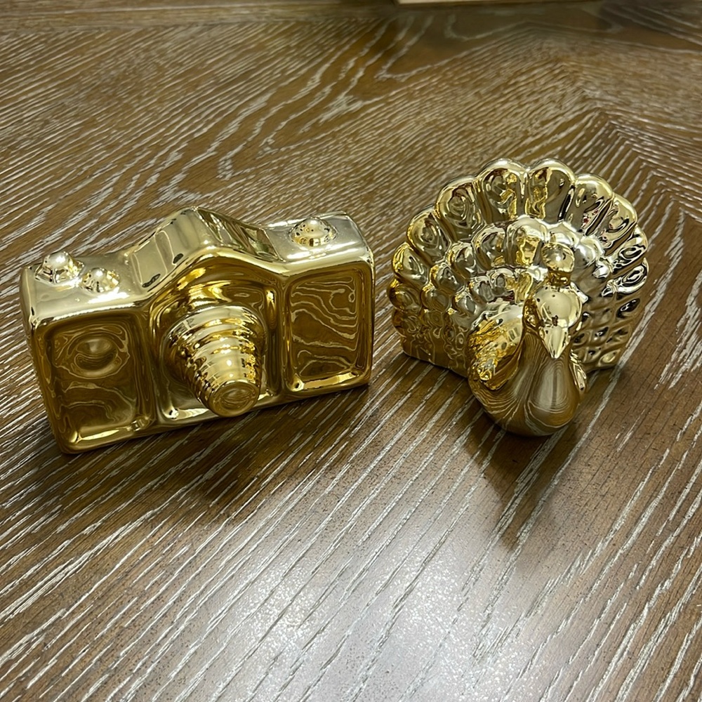 Ceramic gold mini figures set of 2